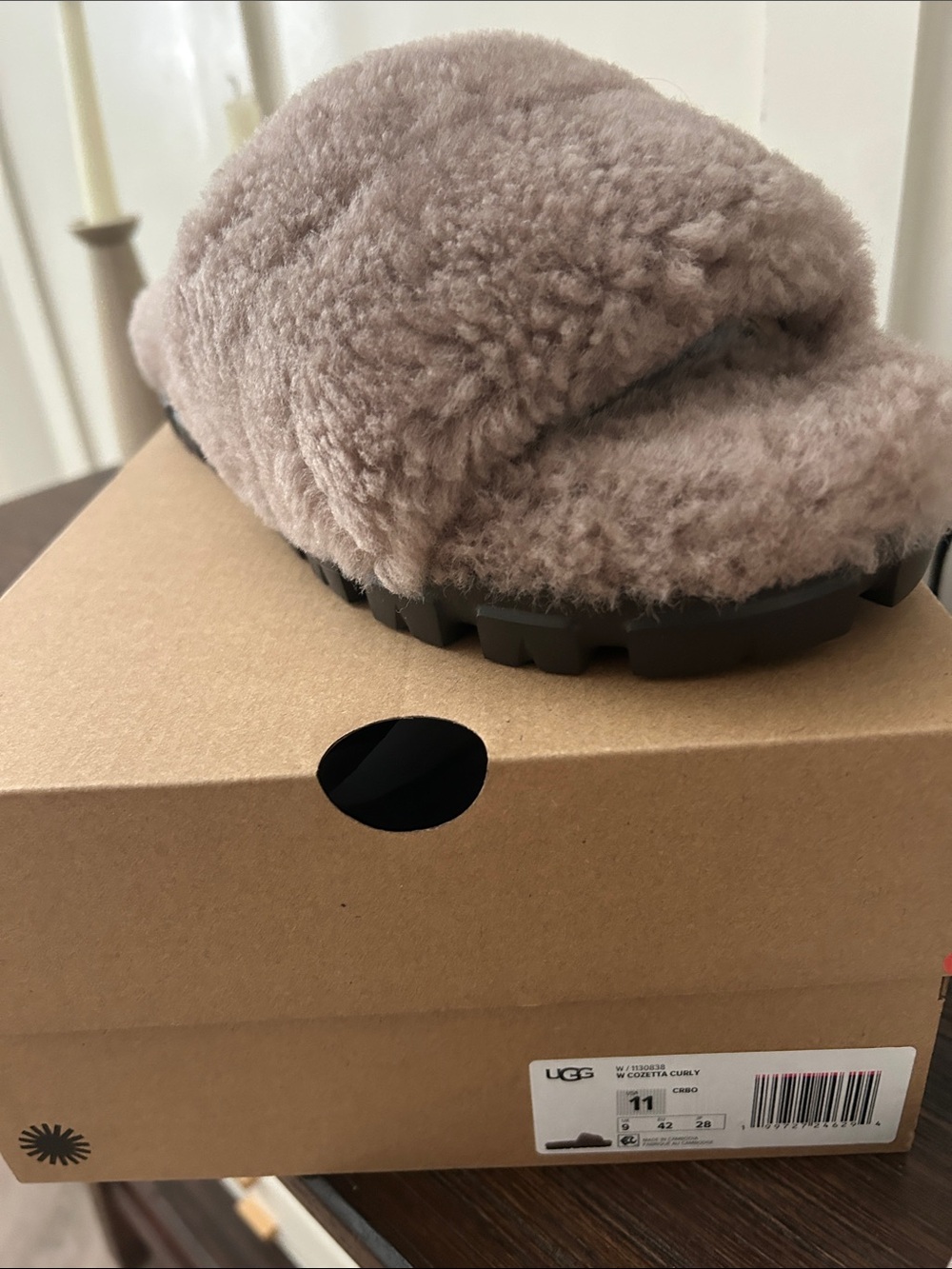 UGG Women's Plush Shearling Slide — Taupe